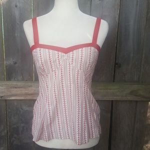 Viola Red White Blue Polka Dot Fitted Peplum Top 4